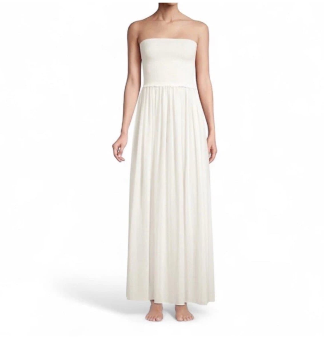 Ramy Brook “Calista” Strapless Smocked Tulle Dress White NWT Size Medium - Image 1