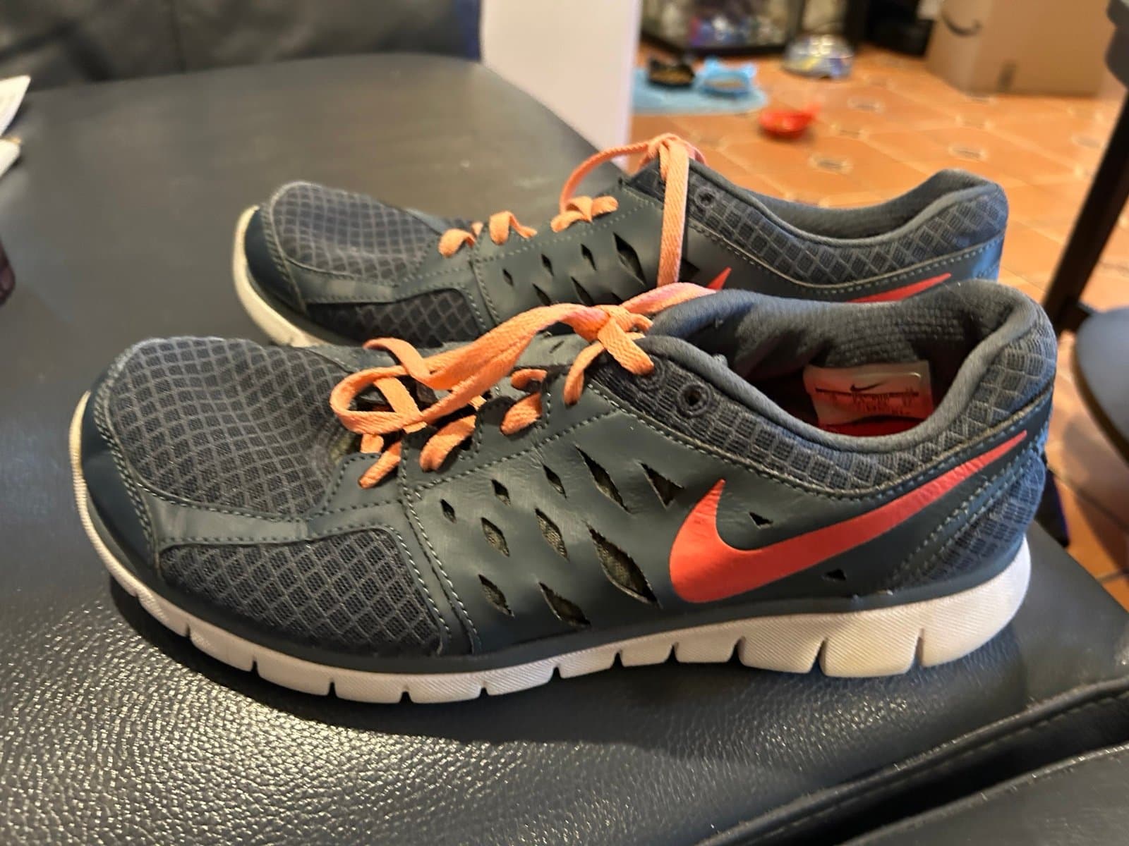 Nike Womens Revolution Gray/Orange Running Shoes Sneakers Size 10 - Image 1