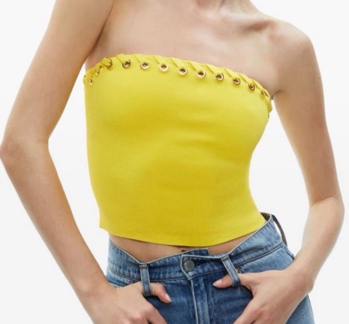 Alice + Olivia Yellow “Alison” Grommet Tube Top NWT Size Small - Image 1