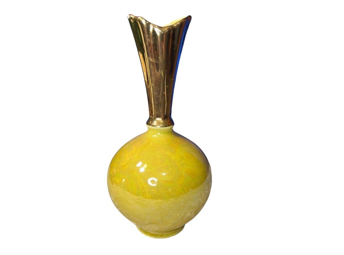 Vintage Art Deco Iridescent Bud Vase, CG USA Warranted 22 KT Gold on Porcelain - Image 1
