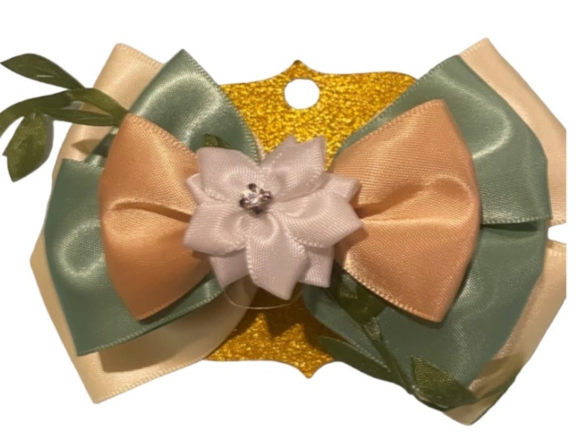 Disney Princess Tiana Ribbon Mini Bow with Metal Clip - Image 1