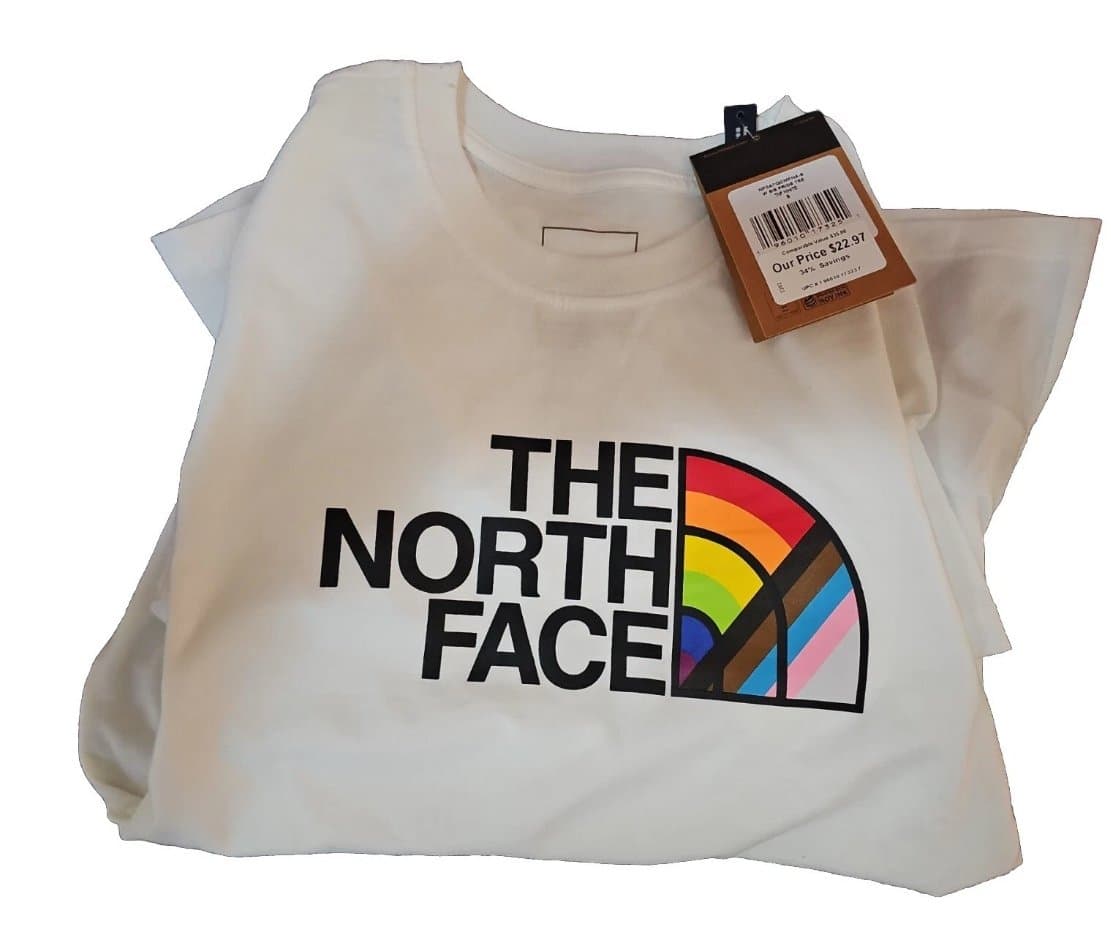 The North Face Pride LGTBQ+ T-Shirt Unisex Adults White Top NEW - Image 1