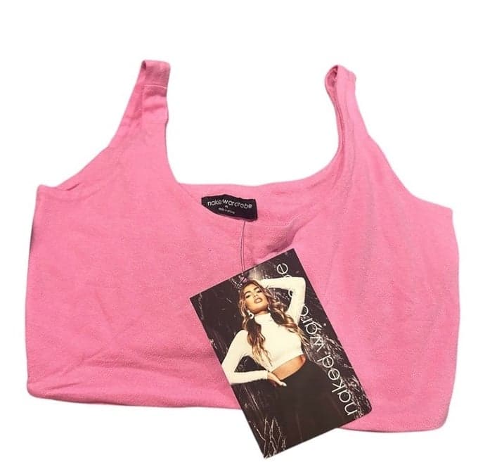 Naked Wardrobe Scoop Neck Crop Top in Raspberry Pink Size Medium NWT - Image 1