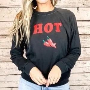 Wildfox “Hot” Chili Pepper Jumper in Black Size Large - Image 1