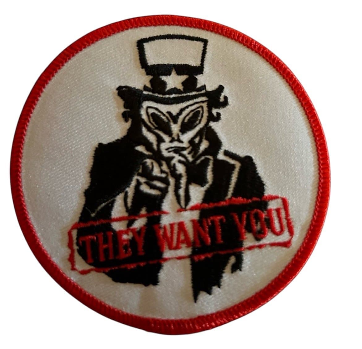They Want You Alien Uncle Sam USA Iron-on Patch - Image 1