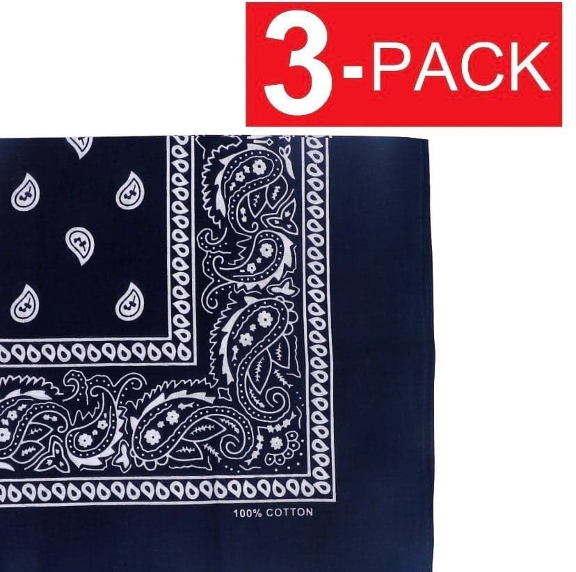 3-Pack Bandana 100% Cotton Paisley Print Scarf - Image 1