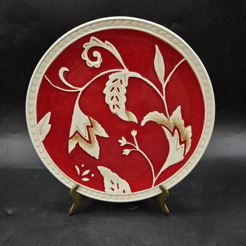 Fitz & Floyd Town & Country Salad Dessert Plate Red Cream 8.5in EUC 6532685
