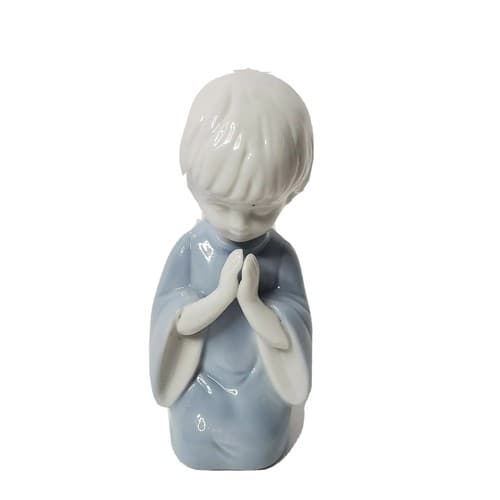 Vintage Praying Boy Figurine Blue Porcelain Briggs of Pittsburgh Gift Idea