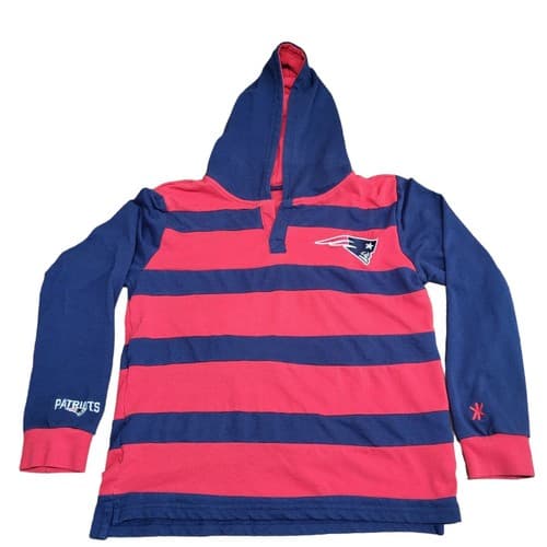 New England Patriots Boys Shirt Red Blue S Hoodie Rugby Logo Cotton Blend