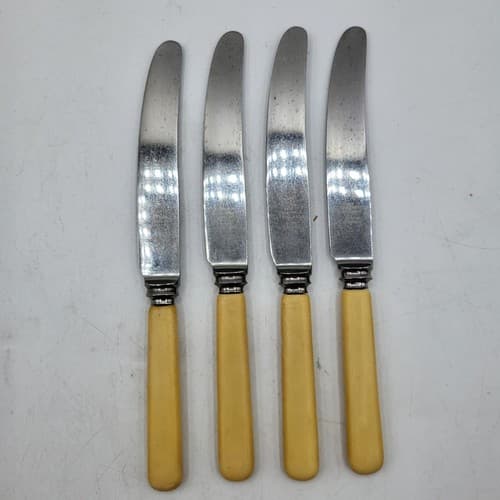 James Ryals Bakelite Sheffield Fish Cutlery 4 Knives Firth Stainless England VTG