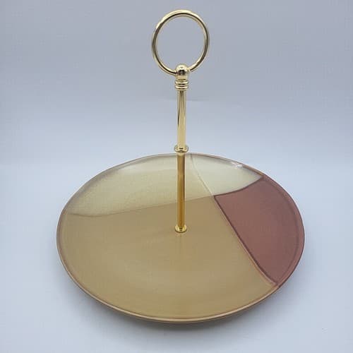 Sango Gold Dust Sienna 5039 Stoneware Tidbit Tray Geometric Earth Tones Fall