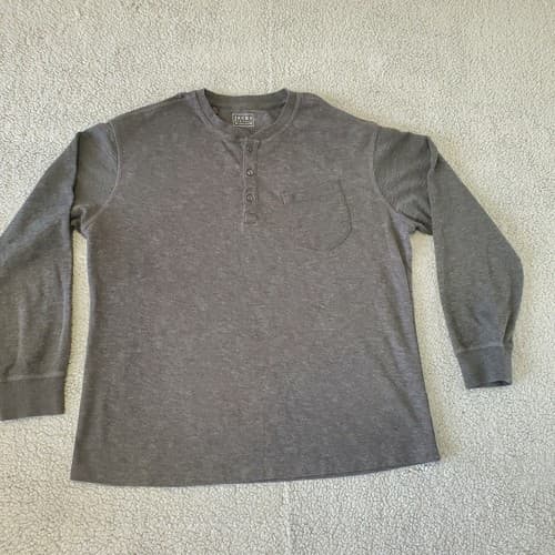 Jachs New York Mens Shirt XL Cotton Pocket Henley Long Sleeve Comfortable Modern
