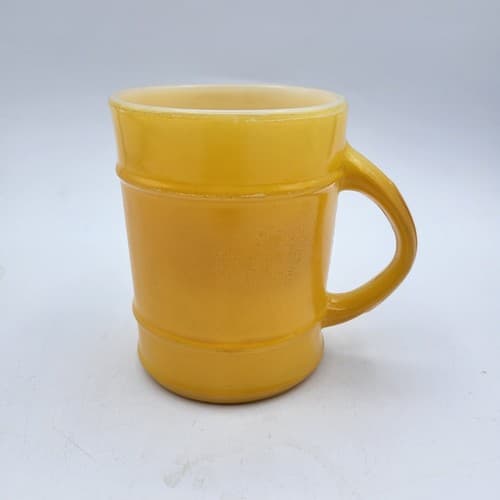 Fire King Barrel Mug 18 Yellow Oven Proof Vintage 10oz USA Anchor Hocking
