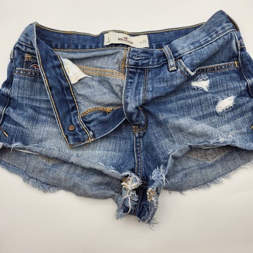 Hollister Womens Juniors Jean Shorts 5 Cotton Distressed Denim Cutoffs