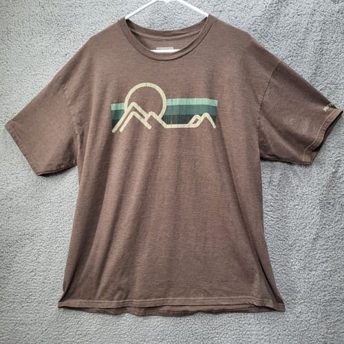 Marmot Mens Tee Shirt Brown 2XL XXL Short Sleeve Cotton Blend Mountain Logo