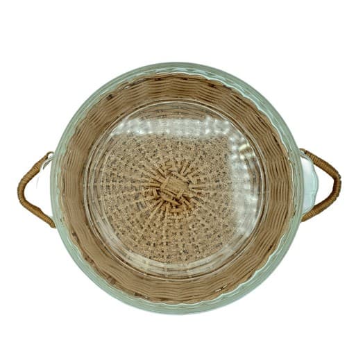 Vintage Jeanette Glass Pie Plate & Wicker Set Wickerware 10" Original Box