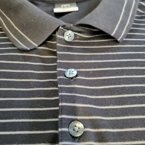 NikeGolf Mens DriFit Shirt Black Gray XL Stripe Short Sleeve Cotton Blend Comfy
