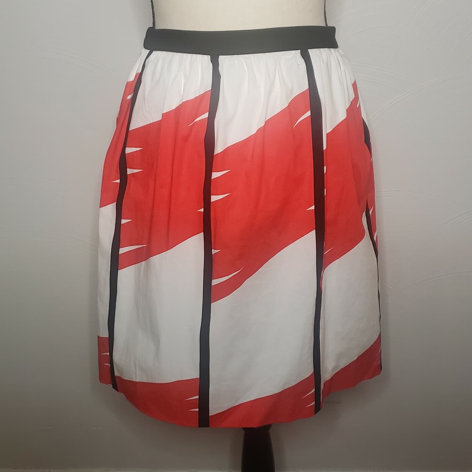 Vince Camuto Womens Skirt Red White 14 Knee Length Lined Side Zipper NWT Pockets