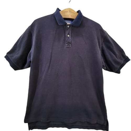 Pendleton Mens Shirt Navy Blue M 100% Cotton Short Sleeves Logo Classic Polo