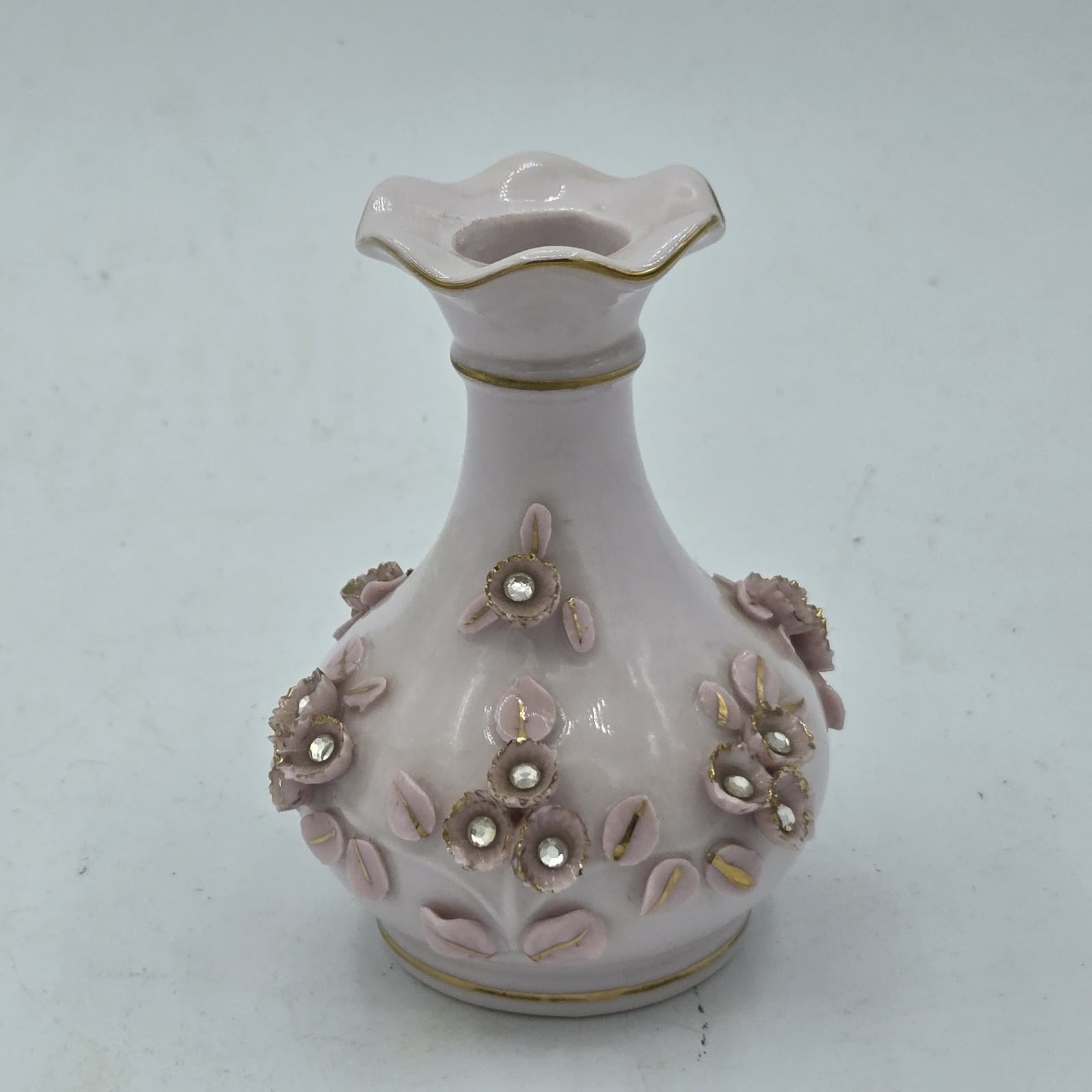 Vintage Lefton Numbered Perfume Bottle Unique Rare Collectible Pink Rhinestones