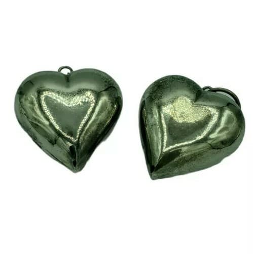 Pair of Silver Tone Puffed Hearts 1.5" each Jewelry Crafters Valentines