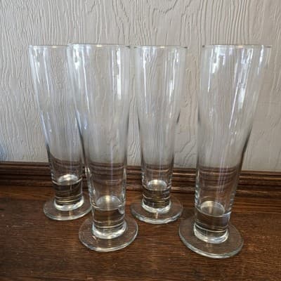 Vintage Clear Beer Pilsner Glasses 16oz Heavy Barware Set 4 Man Gift Dadcorp