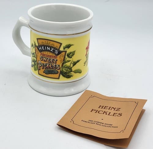 Heinz Sweet Pickles Mug Advertising Porcelain The Corner Store Japan VTG 1982