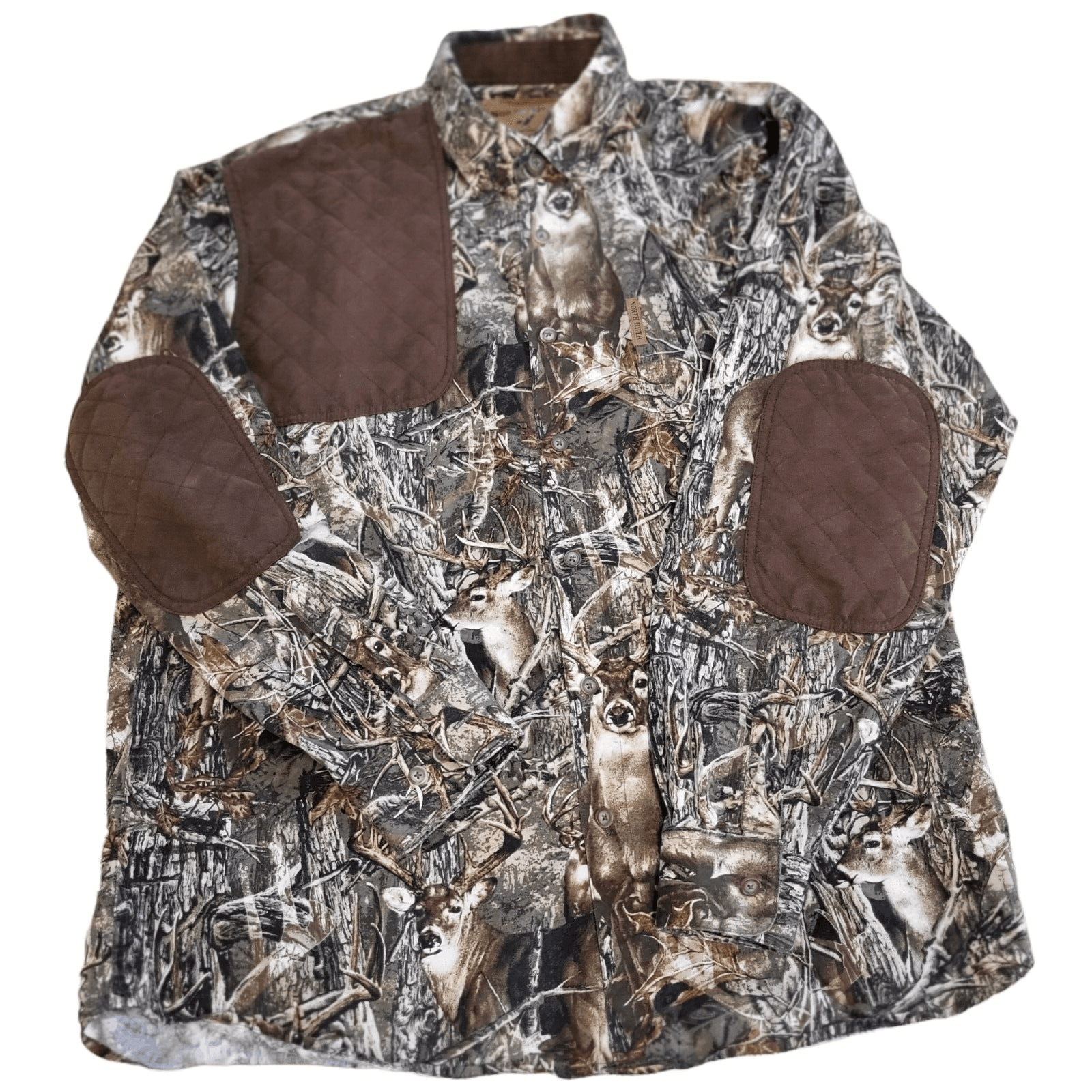 North River Outfitters Mens Shirt Camo L Shooting Patches Gorpcore Cotton