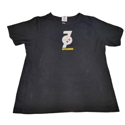 Pittsburgh Steelers Womens Shirt Black XL Cotton Roethlisberger 7 Bling NFL Logo