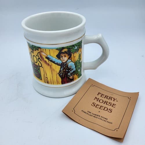 D.M.Feery & Co Seeds Mug Advertising Porcelain The Corner Store Japan VTG 1982