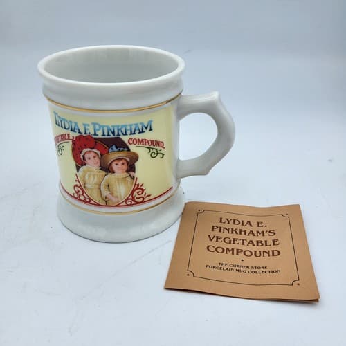 Lydia E Pinkham Vegetable Compound Mug Porcelain The Corner Store Japan VTG 82