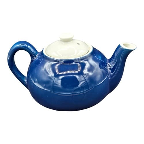 VTG Mayer Individual Teapot Restaurant Ware Deep Blue White Lid Round New 1984