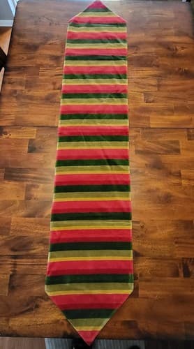 Christmas Pier 1 Long Runner Red Green Gold Velvet 14"x72" Striped Tassels