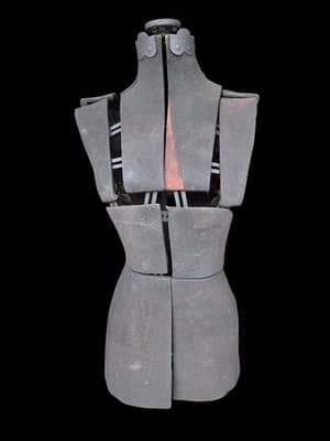 VTG Womens Dress Form Mannequin Adustable Cast Iron Stand Base Black Fabric