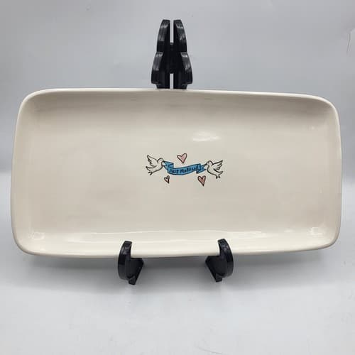 Just Married Ceramic Large Trink Tray Artisan Collection Love Birds Wedding Gift