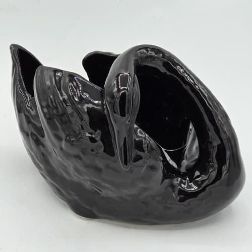 San Miguel Black Swan Planter Pot Vase Towel Holder Romantic High Gloss MCM VTG