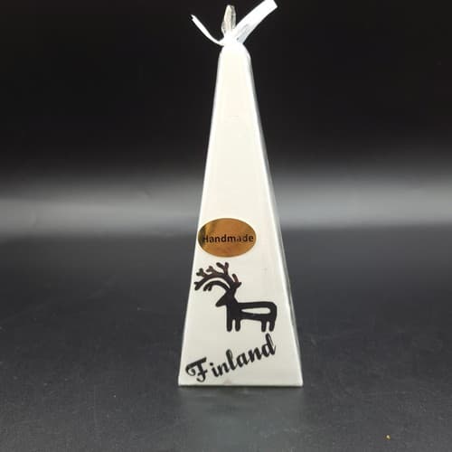 Finland Reindeer Handmade White Pyramid Candle 5.5" 20 Hrs Burn Christmas
