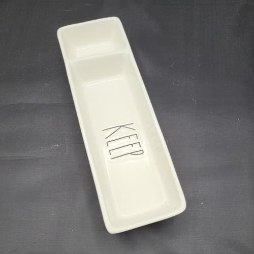 Rae Dunn Trinket Tray KEEP Two Compartments Desk Accessory Artisan Collection