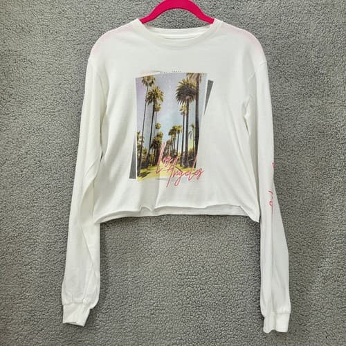 Freeze Womens Shirt White S Crop Cotton California West Coast Long Sleeves LA
