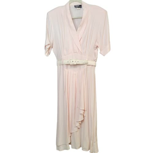 Vintage Dawn Joy Barbiecore Womens Dress Pink 13/14 Acetate Rayon Dropped Waist