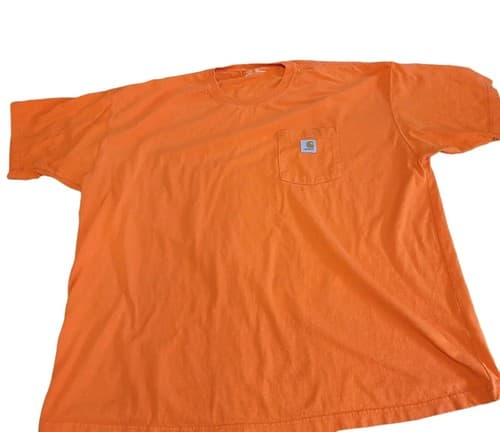 Carhartt Mens Tee Work Shirt 2XL Orange Heavy Cotton Pocket Logo Classic