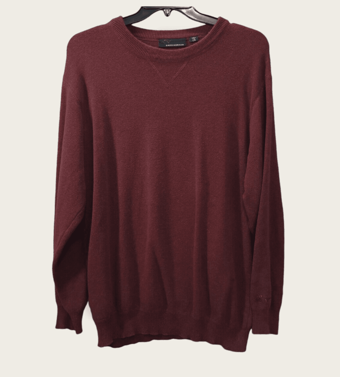 Greg Norman Mens Sweater Burgandy Large Golf Cotton Knit Classic Made in India
