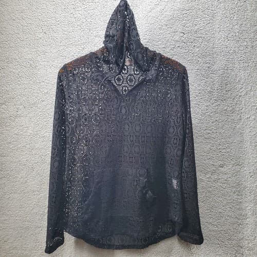 Skinny Dip by Melissa Womens Beach Cover-Up Hoodie Black XS Poly Blend Pockets