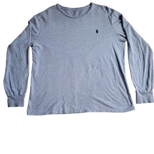 POLO Ralph Lauren Mens Shirt Light Blue L Lightweight Classic Long Sleeve Tee