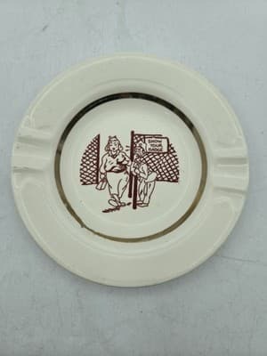 Vintage Risque Ashtray Adult Novelty 'Show Me Your Badge' Tobacciana Cartoon EUC