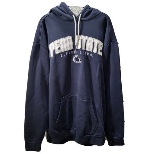 Penn State Nittany Lions Adult Hooded Sweatshirt L Blue White Cotton Blend Logo
