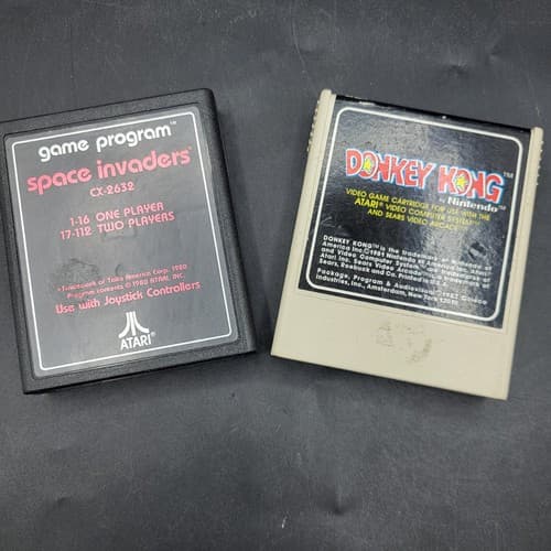 Vintage Atari Lot of 2 Donkey Long & Space Invaders Cartridges Untested AS-IS