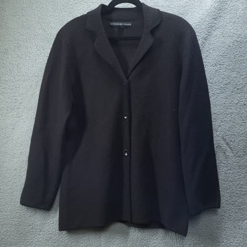Josephine Chaus Womens Jacket Black L Wool Swing Relaxed Fit Carcoat Hong Kong
