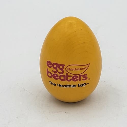 Vintage Fleischmens EGG BEATERS Yellow Wooden Egg Nabisco Foods Promotion RARE