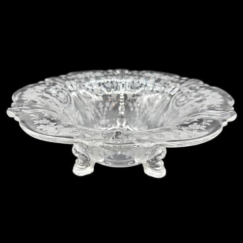 Vintage Heisey Glass Etched Bowl Tearose 3-Toed Footed Compote Elegant Decor